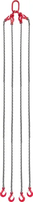 Obrázek produktu pro SucceBuy řetězový závěs 10 mm x 3 m, 4pramenný řetězový závěs z ocelové slitiny G80, lesnický řetěz se 4 háky a nosností 10,4 t, nastavitelný řetězový kladkostroj pro nakládání a vlečení břemen