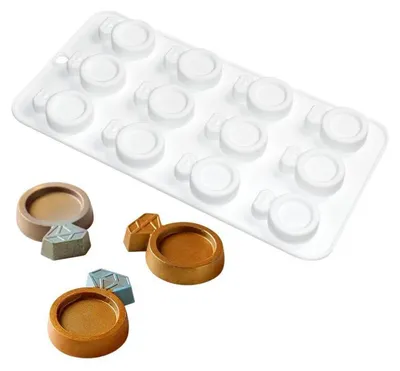 Obrázok produktu pre Silikónové formy "Diamantový prsteň", sada 12 kusov, vhodné na mousse, koláče a dezerty