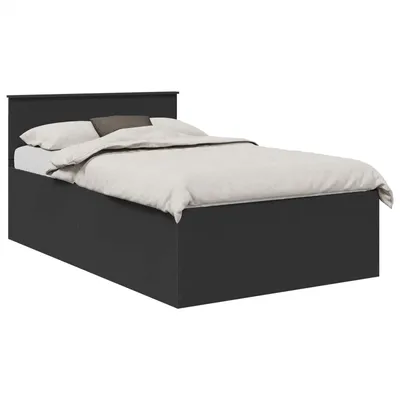 Produktbild von Bettrahmen mit Kopfteil Schwarz 135 x 190 cm Holzwerkstoff