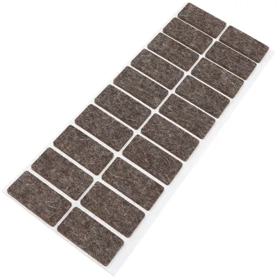 Obrázek produktu pro Adsamm® | 20 x vlněné plstěné kluzáky | 20x40 mm | hnědé | obdélníkové | 3 mm silné samolepicí nábytkové kluzáky z pravé vlněné plsti