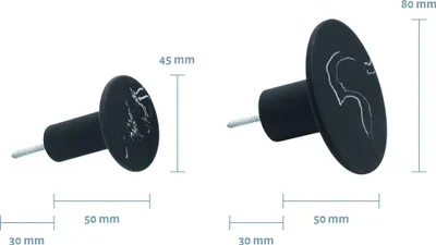 Produktbild von Libaro wandhaken, set van 6, 3 kleine en 3 grote, zwarte, runde, dekorative Haken