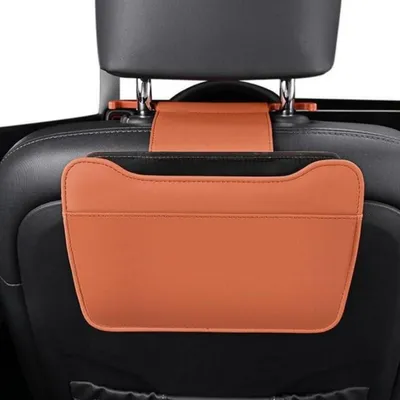Produktbild von Auto Leder Mülleimer Kopfstütze Hängend Faltbar Wasserdicht Aufbewahrung Orange