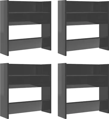 Produktbild von vidaXL Wand-Schuhschränke 4 Stk. Hochglanz-Grau 60x18x60cm