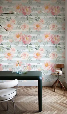 Produktbild von Coloray Fototapete 416x254 cm An Einer Wand Latex Latextapete - Streifenblumen