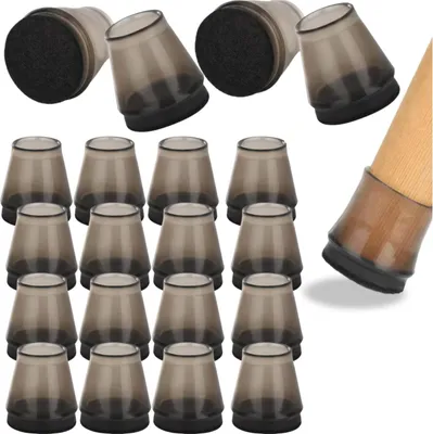 Zdjęcie produktu dla Nakładki na nogi krzesła ochronne czarne z filcem czarne 12-14 mm 16 sztuk