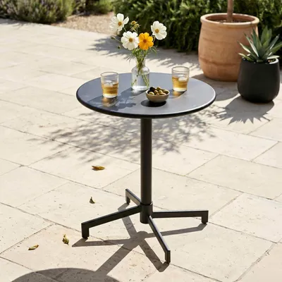 Immagine prodotto di Tavolo da giardino bistrot rotondo con piano pieghevole grigio - Oviala Palavas