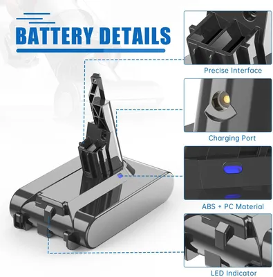 Zdjęcie produktu dla Akumulator do V7 SV11 – zapasowy akumulator do odkurzacza bezprzewodowego – 21,6 V litowo-jonowy – 6000 mAh, duża pojemność – sam akumulator – kolor bordowy