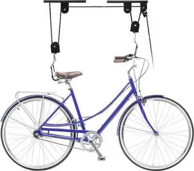 Produktbild von Fahrradlift-Aufhängesystem – Fahrrad an der Decke aufhängen – Fahrradheber – Fahrradhaken – Doppeltes Fahrradaufhängesystem mit Seilzug
