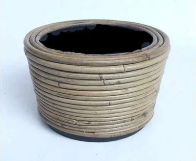 Produktbild von Trockentopf aus Rattan mit Streifen, Durchmesser 24cm, Höhe 14cm