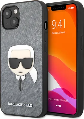 Produktbild von Karl Lagerfeld iPhone 13 Mini Hardcase - Karl's head - Silver