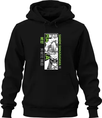 Produktbild von Sanemi Shinazugawa Kimetsu no Yaiba Wind Hashira Anime Narben Uni Hoodie Kapuzenpullover, Schwarz, S