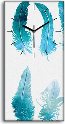 Produktbild von Wandbild Leinwand Bilder mit Uhr Geräuschlos 30x60 Feder Aquarellfarbe - schwarze Hände