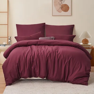 Obrázok produktu pre Sada posteľnej bielizne 200x220 cm, červená, 3-dielna, vyrobená z mikrovlákna, so zipsom, nenápadná