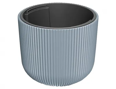 Produktbild von Grau gestreifter runder Kunststofftopf 29,8x25,7 cm mit Milly-Einsatz