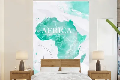 Produktbild von MuchoWow® Fototapete für Wohnzimmer oder Schlafzimmer Wandtapete Vinyl Motivtapete Weltkarte - Farben - Afrika - 145x220 cm - Wanddekoration