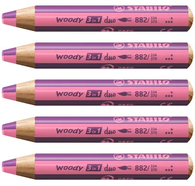 Image de Crayon de couleur, aquarelle et crayon gras STABILO Duo - woody 3 en 1 duo - crayon bicolore…