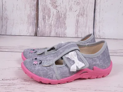 Produktbild von 3F Mädchen Kinder Hausschuhe Super Flexible Klettverschluss Katze Grau 23