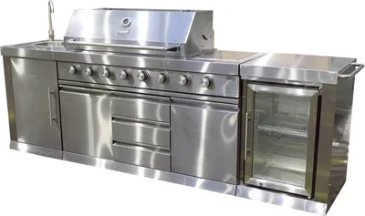 Produktbild von Outdoorküche BBQ, Außenküche mit Gasgrill, Outdoor Küche in silber, 2630 x 580 x 1190 mm