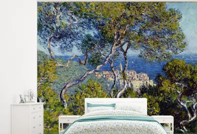 Produktbild von MuchoWow® Fototapete für Wohnzimmer oder Schlafzimmer Wandtapete Vinyl Motivtapete Bordighera - Gemälde von Claude Monet - 375x300 cm - Tapezierpapier