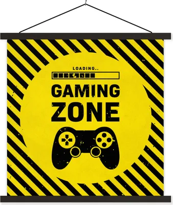 Produktbild von MuchoWow® Textilposter Spiele - Zitate - Controller - Spielzone - Spiel 60x60 cm mit schwarzem Rahmen - Posteraufhänger