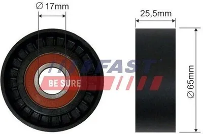 Produktbild von FAST FT44574 Umlenkrolle Keilrippenriemen 65mm für FIAT Ducato Kastenwagen (250, 290) Ducato Pritsche / Fahrgestell (250, 290) Ducato Bus (250, 290)
