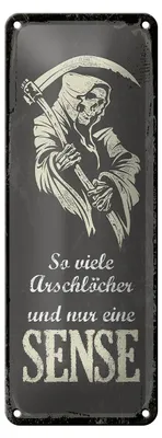 Produktbild von Blechschild Spruch 10x27cm Sensenmann so viele Arschlöcher Dekoration