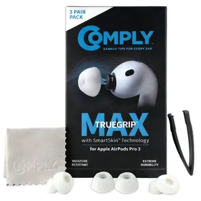 Obrázek produktu pro Špunty do uší Comply TrueGrip MAX pro AirPods Pro 3, bílé, velikost M
