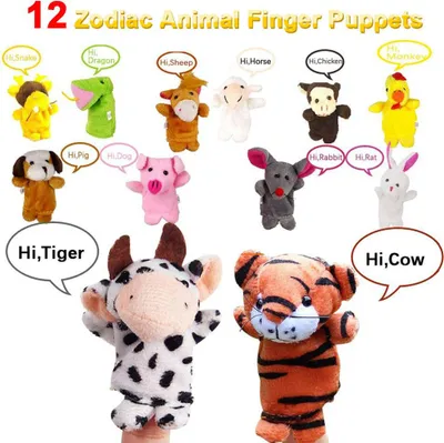 Produktbild von 12 Stück chinesisches Sternzeichen, weiche Tierpuppe, Cartoon-Fingerspielzeug, Plüsch, Geschenk für Kinder und Erwachsene