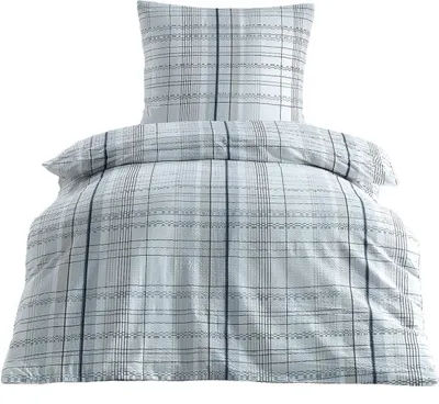 Produktbild von 2-teilig SEERSUCKER Baumwolle Bettwäsche-Set 135x200 Kissenbezug 80x80 Bügelfrei