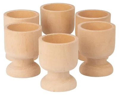 Holz-Eierbecher 6er-Set, 5 cm hoch, Ø 3,8 cm, zum Bemalen