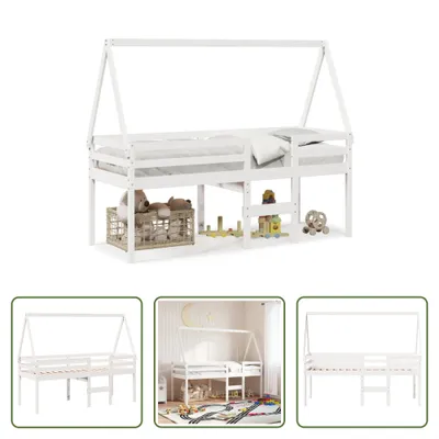 Produktbild von The Living Store Hochbett mit Dach Weiß 80x200 cm Massivholz Kiefer