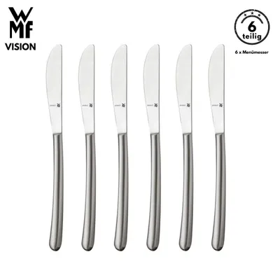 Produktbild von WMF Vision Menümesser , 6-teilig, Cromargan® Edelstahl, geschmiedete Klinge, spülmaschinenfest, Tafelmesser, Messerset, Messer, Besteck set, kratzfest