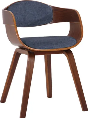 Produktbild von Moderner Besucherstuhl - Gastgeberstuhl - Komfortables und wartungsfreundliches Design | Farbe: Walnuss/Blau