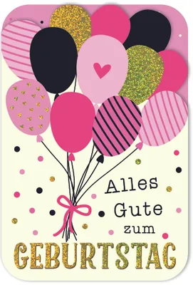 Produktbild von Geburtstag Alles Gute Luftballons Glückwunschkarte mit Umschlag und Innendruck