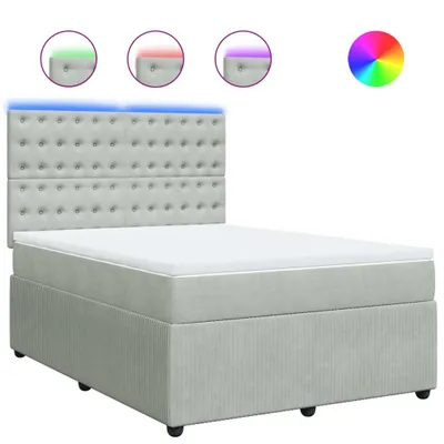 Produktbild von Boxspringbett mit Matratze Hellgrau 140x190 cm Samt