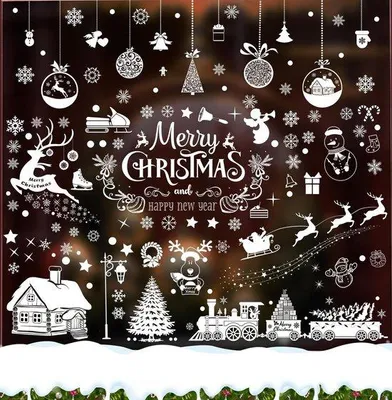 Produktbild von Weihnachtsdeko 236 Stück Schneeflocken weiße Fenstersticker