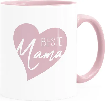 Produktbild von Kaffee-Tasse Beste Mama Herz Geschenk für Mama zum Muttertag Weihnachten Danke sagen SpecialMe® inner-rosa Keramik-Tasse
