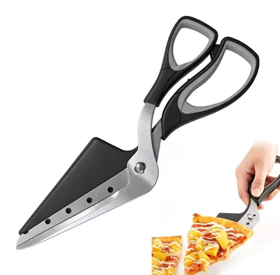 2-in-1-Pizzaschere, Edelstahl, 27 cm, abnehmbar, schwarz