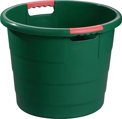 Produktbild von Kunststoffbehlter rund 30 l PP grn D420xH350mm mit Durchfassgriff
