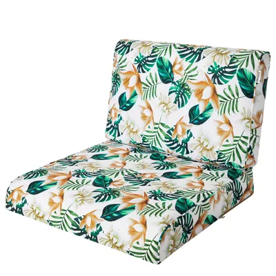Produktbild von Bjird Sesselkissen, Kissen für Rattanmöbel, Sitzkissen & Rückenkissen, Sitzkissen für Sessel / Stühle - Indoor & Outdoor - Anti-Rutsch - 60x60 cm, Weiße Blumen