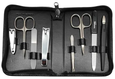 Produktbild von 8-teiliges Maniküre-Set Echtleder Etui · Solingen Instrumente · Germany Schwarz