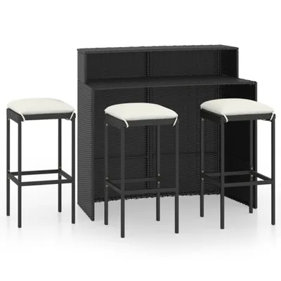 Produktbild von 4-tlg. Gartenbar-Set mit Kissen Schwarz