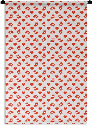 Produktbild von MuchoWow® Wandteppich Wandbehang Weihnachten - Muster - Valentinstag 120x180 cm Tapisserie Dekoration Wandtuch - Schlafzimmer - Dekorationen für das Haus