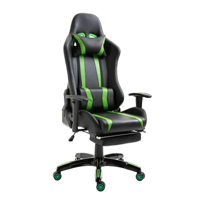 Image de Chaise gaming SVITA Chaise de bureau Chaise pivotante Repose-pieds noir vert