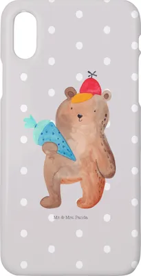 Produktbild von Mr. & Mrs. Panda Iphone 10 Handyhülle Bär Schultüte - Grau Pastell - Geschenk, Hülle, X, Einschulung, Grundschule, Schulanfang, Schulbeginn, Erster Schultag, Handy, Teddy