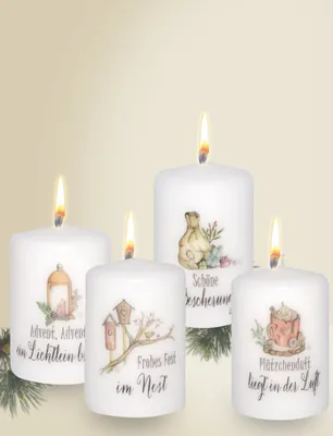 Produktbild von Weihnachtskerzen "Weihnachten" 4er-Set 90 x Ø 60 mm