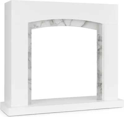 Produktbild von Klarstein Studio Frame II Kamingehäuse - Dekokamin, modernes Design, MDF, Marmordekoration, passend für viele Elektro- oder kamin-Einsätze, Wandverschraubung, weiß