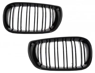 Obrázek produktu pro Mřížka chladiče pro BMW 3 E46 Facelift 10.2001-2005 Dvojité pruhy M Look lesklá černá.