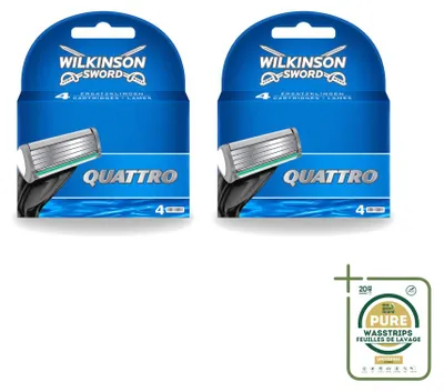 Immagine prodotto di 2 lame di ricambio per rasoio Wilkinson Quattro con rifinitore di precisione - confezione risparmio - 2 pezzi
