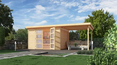 Produktbild von Gartenhaus weka 321 B Gr. 4 inkl. Fußboden, Dachanbau 553 x 237 cm natur